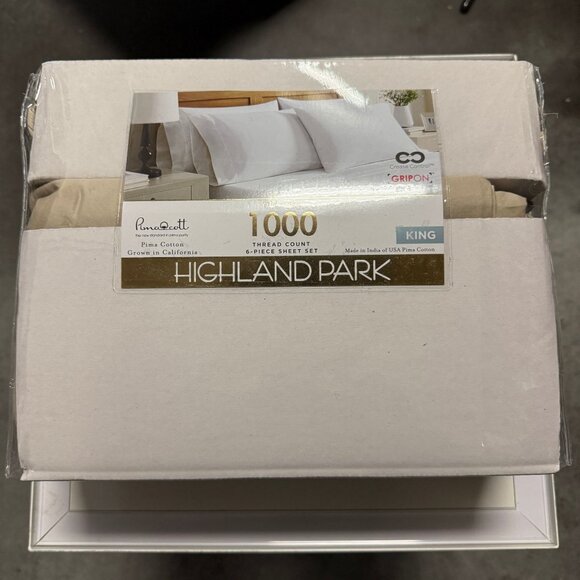 Highland Park 1000 Thread Count 6-piece Set in Bright White Size King Sheet - Picture 1 of 9